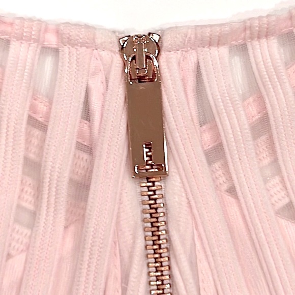 Ted Baker Eleese Mesh Detail Skater Baby Pink Dress - Picture 4 of 10